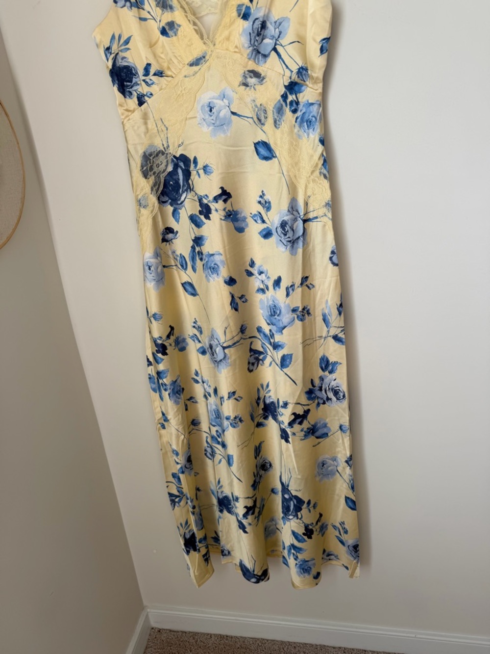 Thirty thirty Yellow Blue Floral Lace-Trim slip maxi Dress - Picture 4 of 8